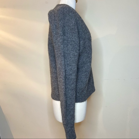 TIBI AIRY ALPACA V-NECK SWEATER - HEATHER GREY - Picture 10 of 16